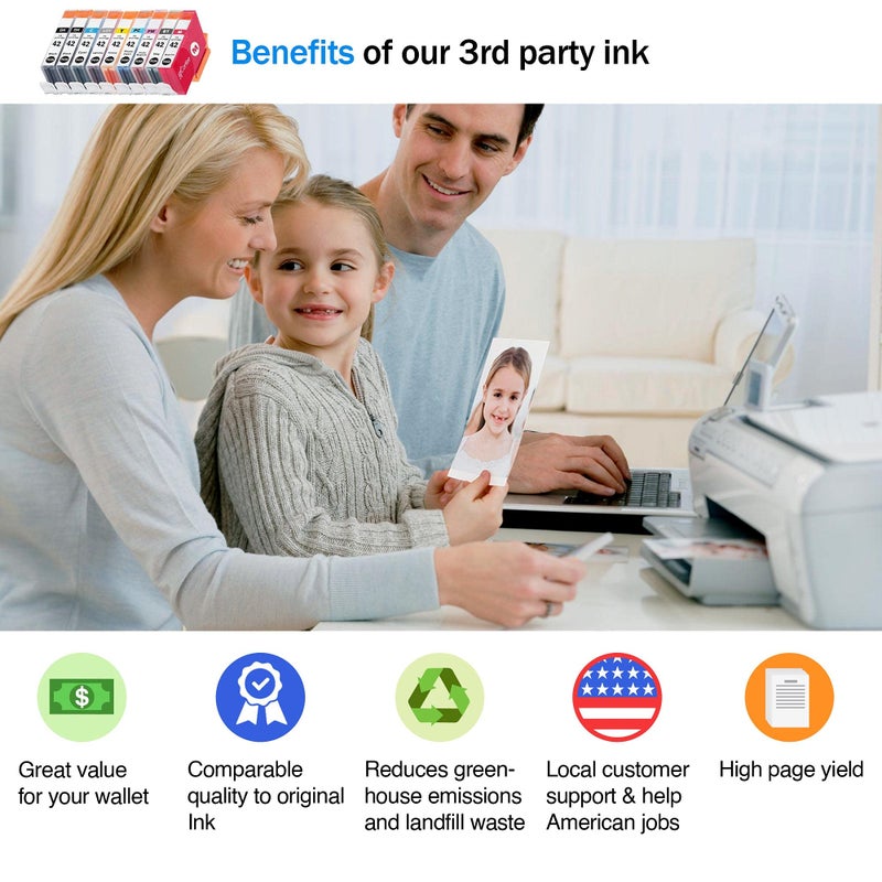 Cartlee Compatible Ink Cartridges Replacement for Canon CLI-42 PIXMA PRO-100 Pro100 100 100S CLI 42 High Yield (2 Black, 1 Cyan, 1 Magenta, 1 Yellow, 1 PC, 1 Photo M, 1 Gray, 1 Light Gray) - Image 2